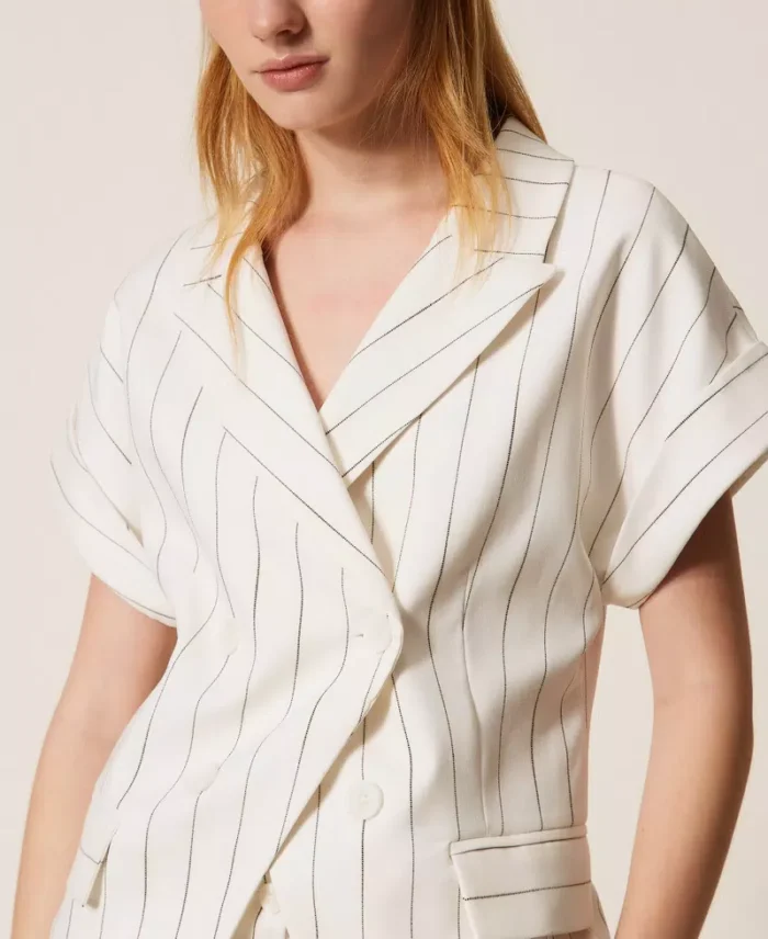 ACTITUDE Double breasted pinstripe jacket Off white - Image 3