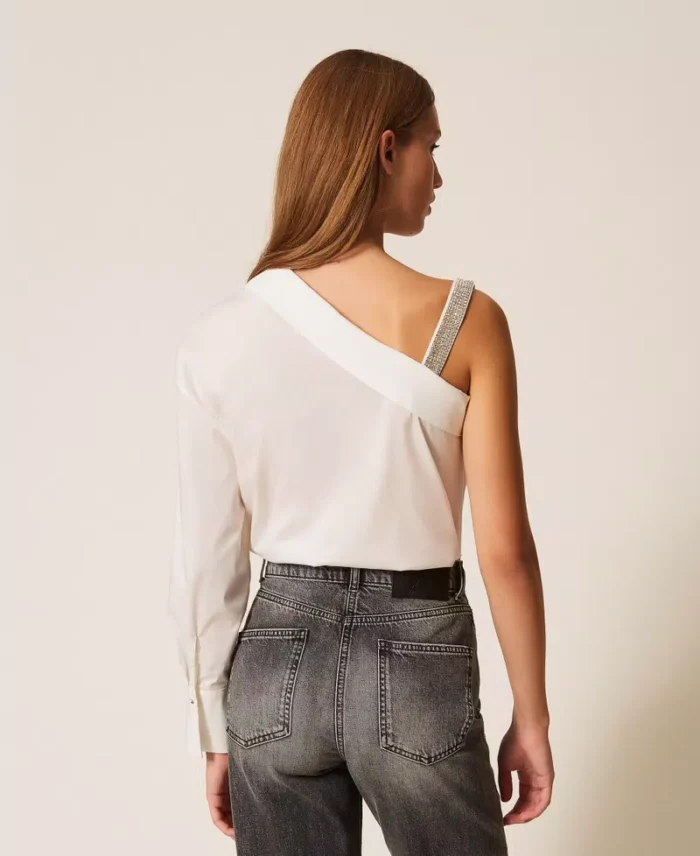 ACTITUDE One shoulder poplin shirt White - Image 5