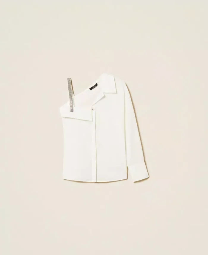 ACTITUDE One shoulder poplin shirt White - Image 7