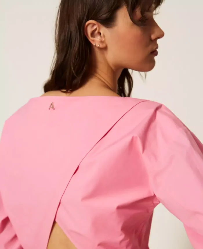 ACTITUDE Poplin shirt with crossover "Sunrise" Pink - Image 2