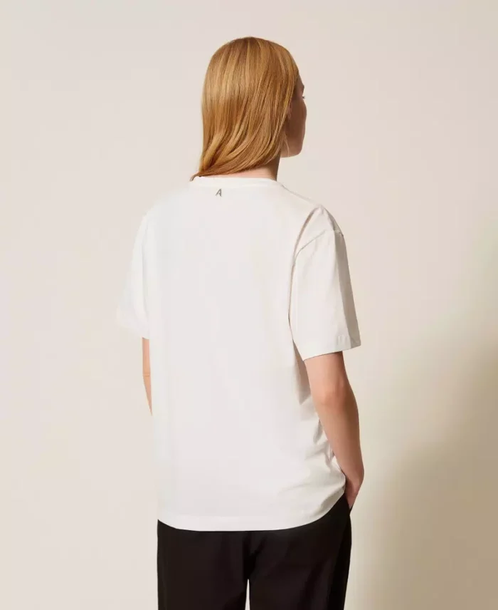 ACTITUDE T-shirt with print and rhinestones Off White Heart Print - Image 5