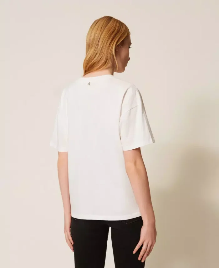 ACTITUDE Regular fit T-shirt with tulle Off white - Image 5