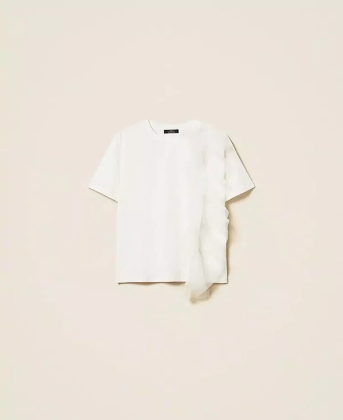 ACTITUDE Regular fit T-shirt with tulle Off white - Image 6