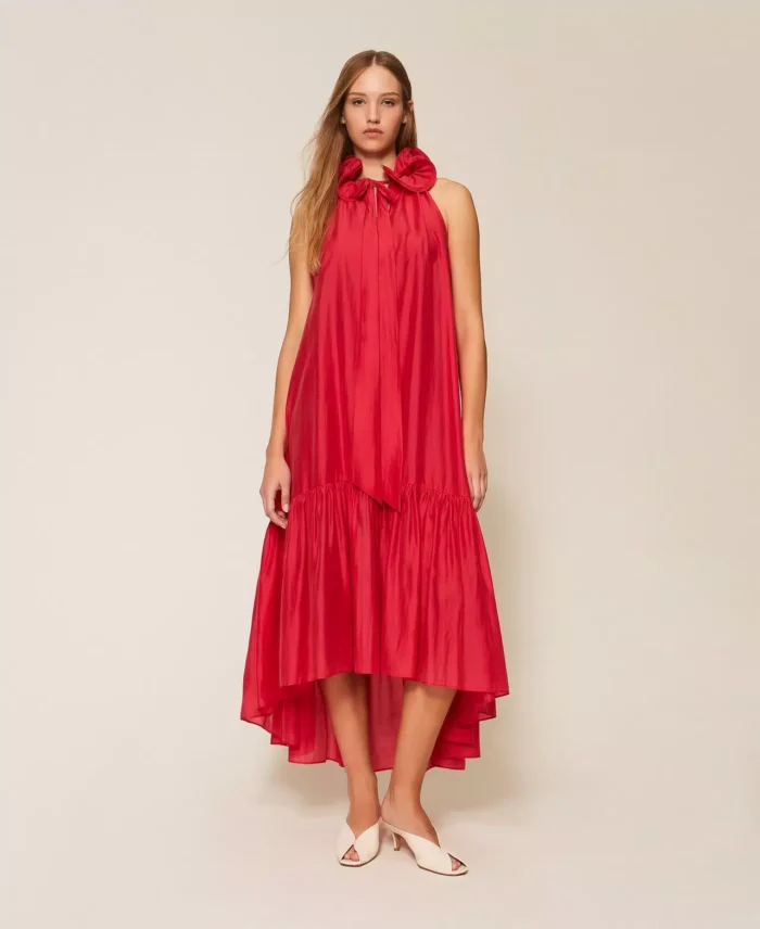 ACTITUDE Long voile dress with ruffles Magenta - Image 4