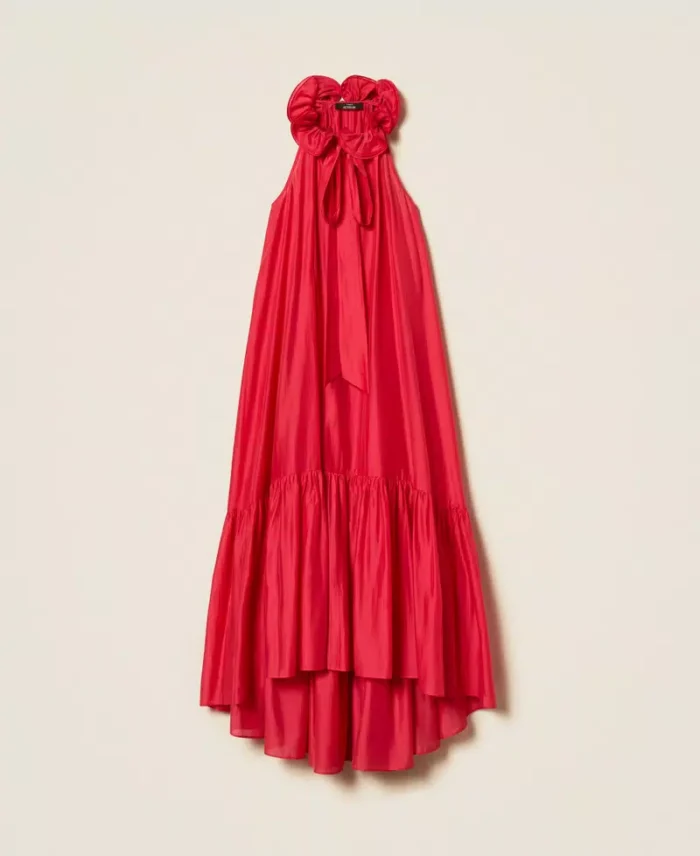 ACTITUDE Long voile dress with ruffles Magenta - Image 6