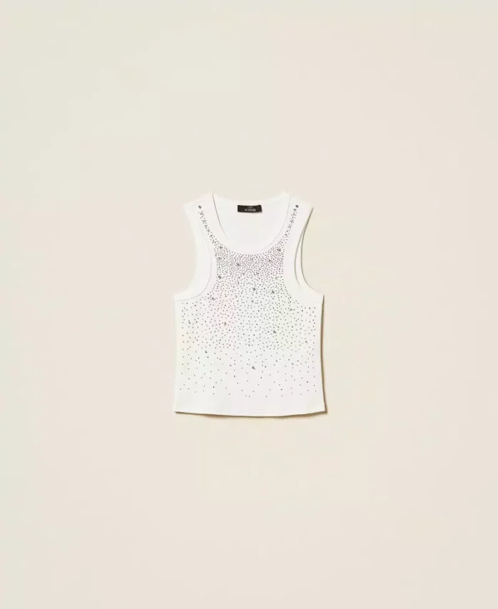 ACTITUDE Ribbed top with embroidery Off white - Image 6