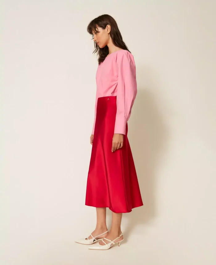 ACTITUDE Long satin skirt Magenta - Image 2