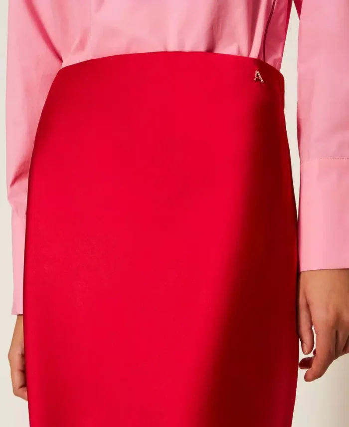ACTITUDE Long satin skirt Magenta - Image 6