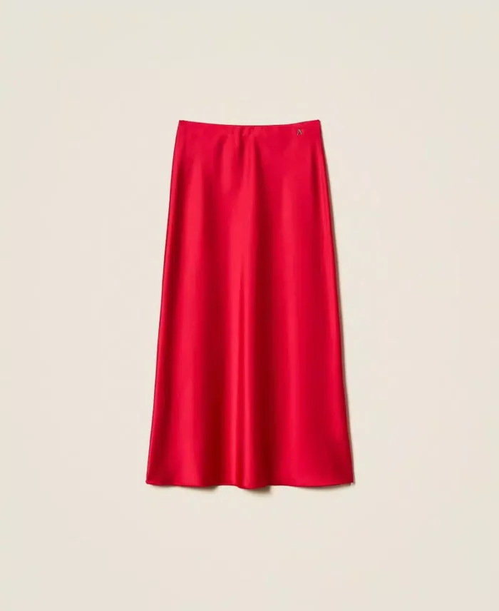 ACTITUDE Long satin skirt Magenta - Image 5
