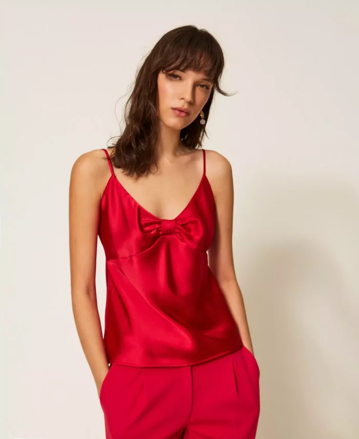 ACTITUDE Satin top with knot Magenta - Image 2