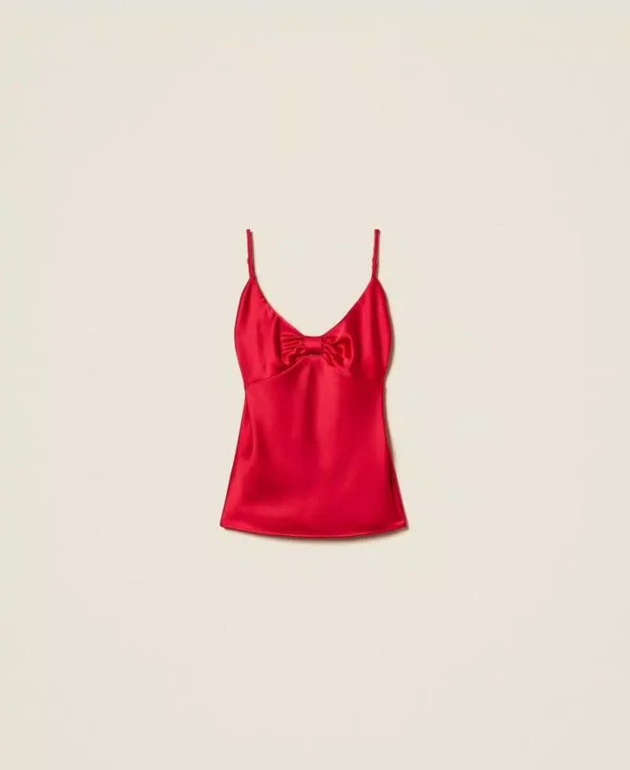 ACTITUDE Satin top with knot Magenta - Image 7