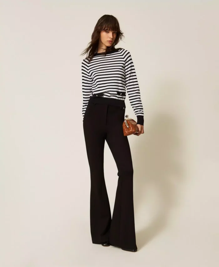 ACTITUDE Striped crew neck jumper Black/White - Image 5