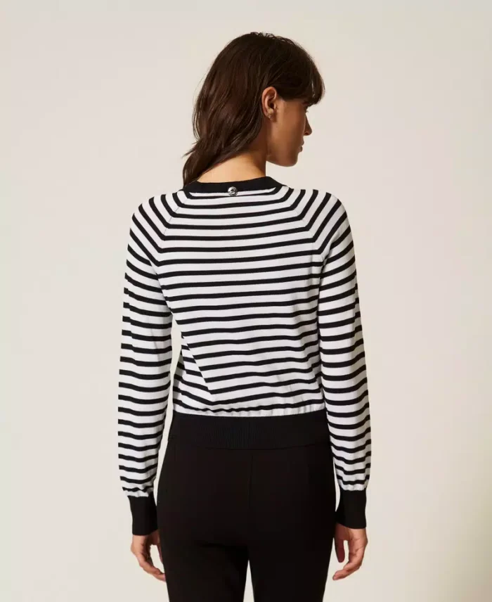 ACTITUDE Striped crew neck jumper Black/White - Image 4
