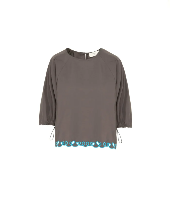 BEATRICE Coton poplin top Grey - Image 3