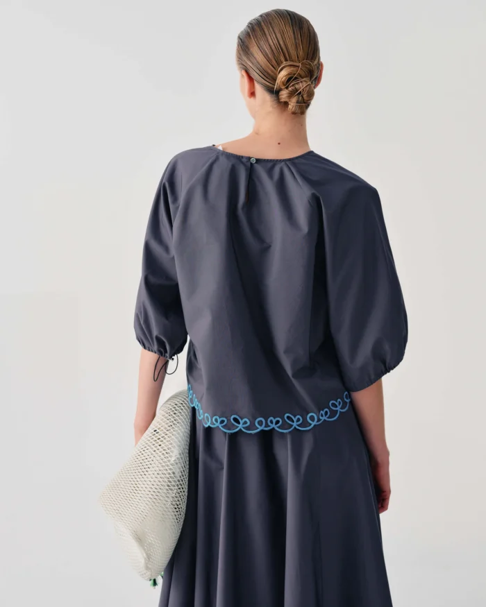 BEATRICE Coton poplin top Grey - Image 2