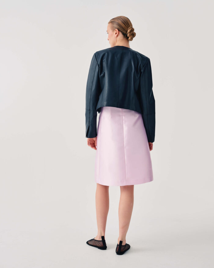 BEATRICE Short leather jacket Blue - Image 2