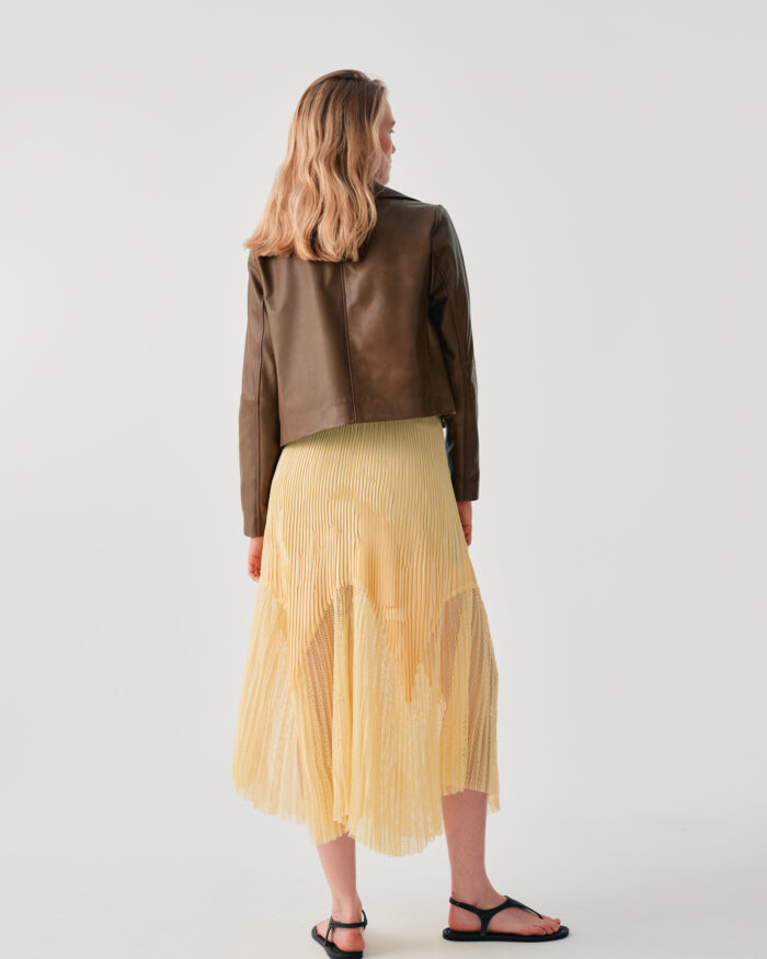 BEATRICE Long pleated skirt Yellow - Image 3