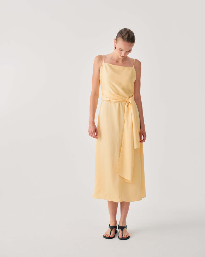 BEATRICE Long dress with thin straps Yellow - Image 3