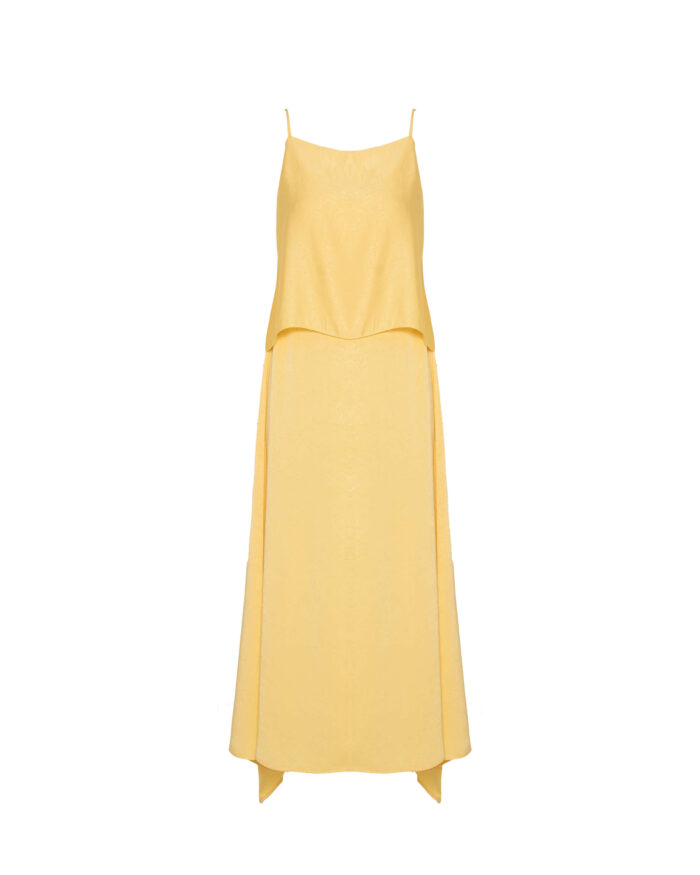 BEATRICE Long dress with thin straps Yellow - Image 4
