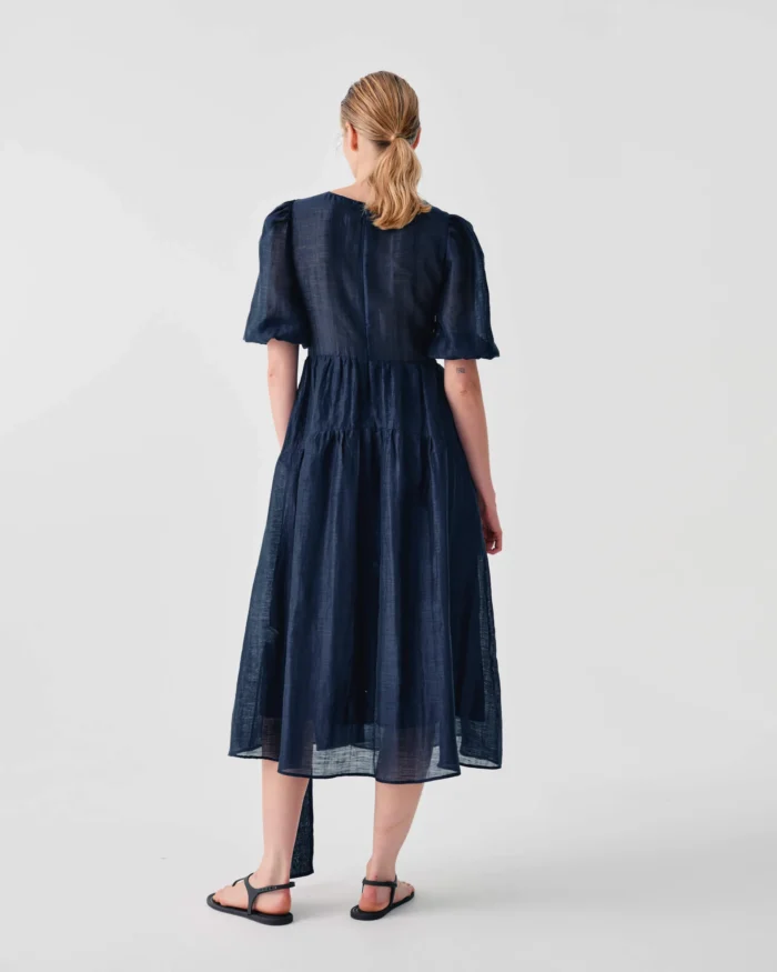 BEATRICE Midi organza dress with bow Blue - Image 4