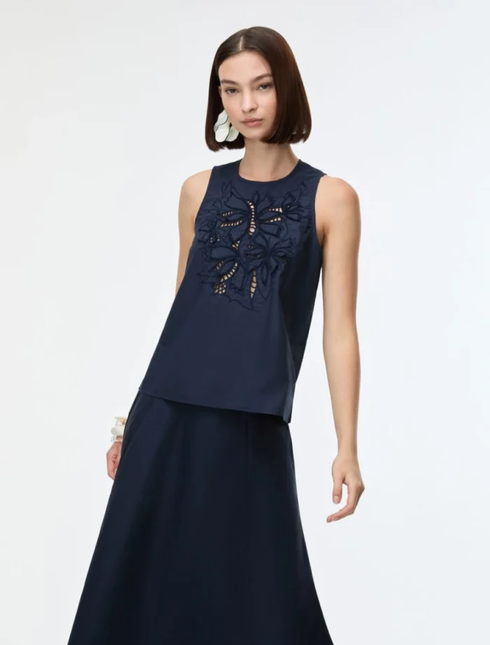 i BLUES Emboidered top Navy - Image 2