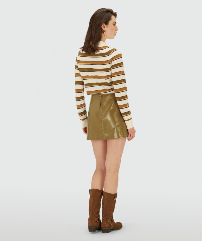 JOSH-V ESRA High-Rise Patent-Look Skort - Olive Green - Image 4