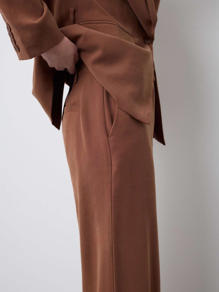 STEFANEL Regular fit viscose blend trousers Brown - Image 3