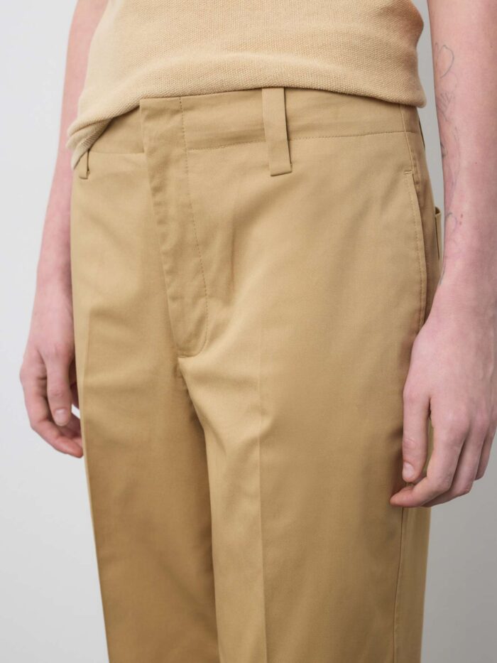 STEFANEL Straight stretch cotton trousers Beige - Image 3