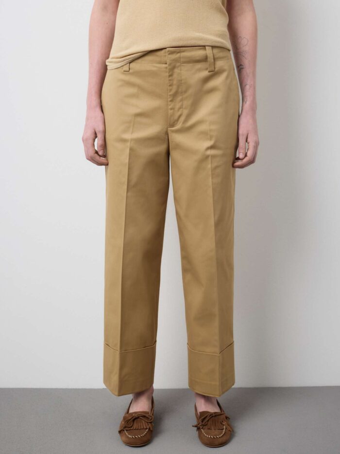 STEFANEL Straight stretch cotton trousers Beige - Image 2