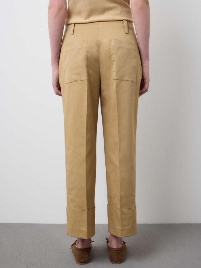 STEFANEL Straight stretch cotton trousers Beige - Image 4