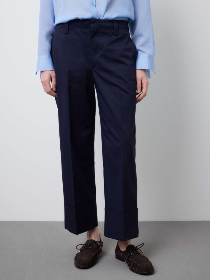 STEFANEL Straight-leg stretch gabardine trousers Blue - Image 2