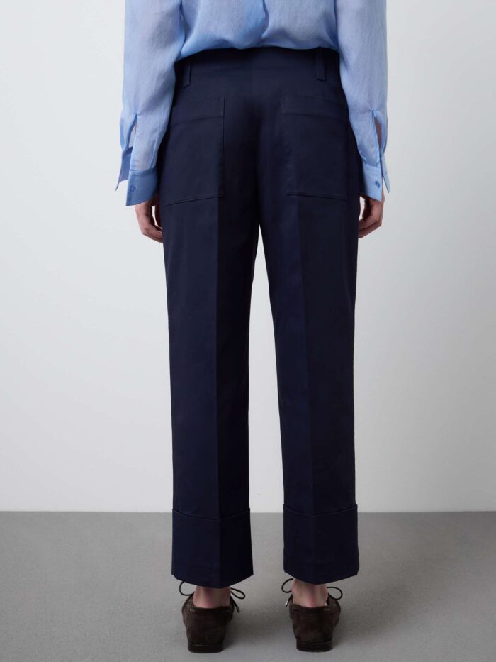 STEFANEL Straight-leg stretch gabardine trousers Blue - Image 5