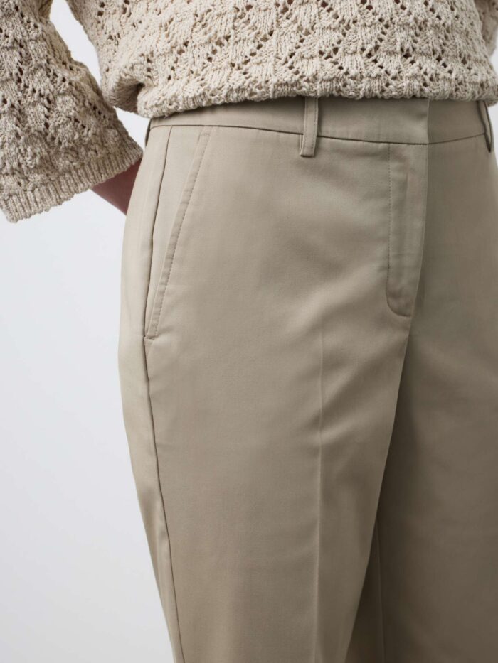 STEFANEL Stretch cotton trousers Beige - Image 3