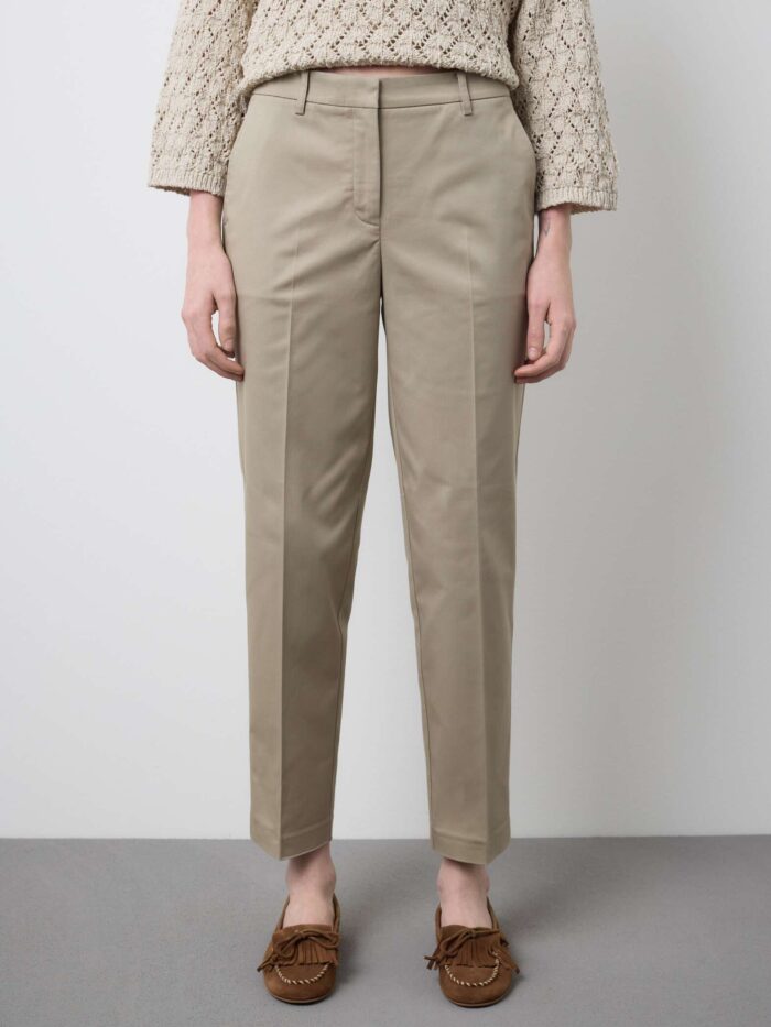 STEFANEL Stretch cotton trousers Beige - Image 2