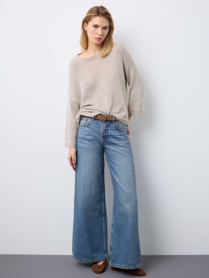 STEFANEL Regular-fit linen blend sweater Beige - Image 3