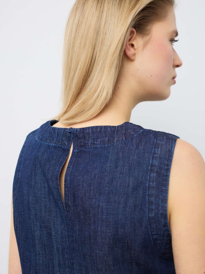 STEFANEL Regular fit cotton blend sleeveless shirt Blue - Image 2