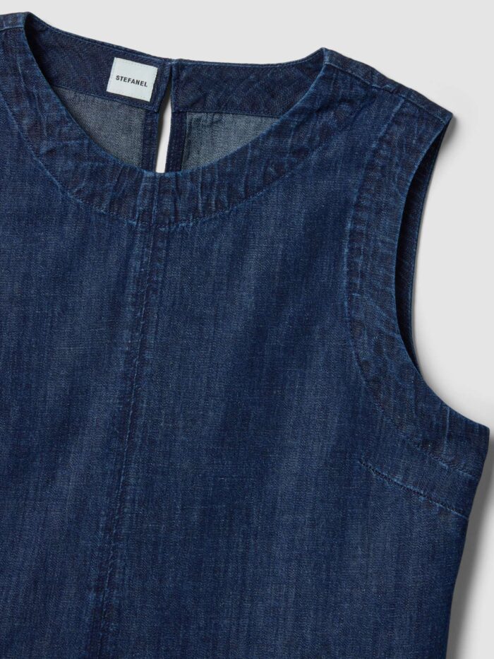 STEFANEL Regular fit cotton blend sleeveless shirt Blue - Image 4