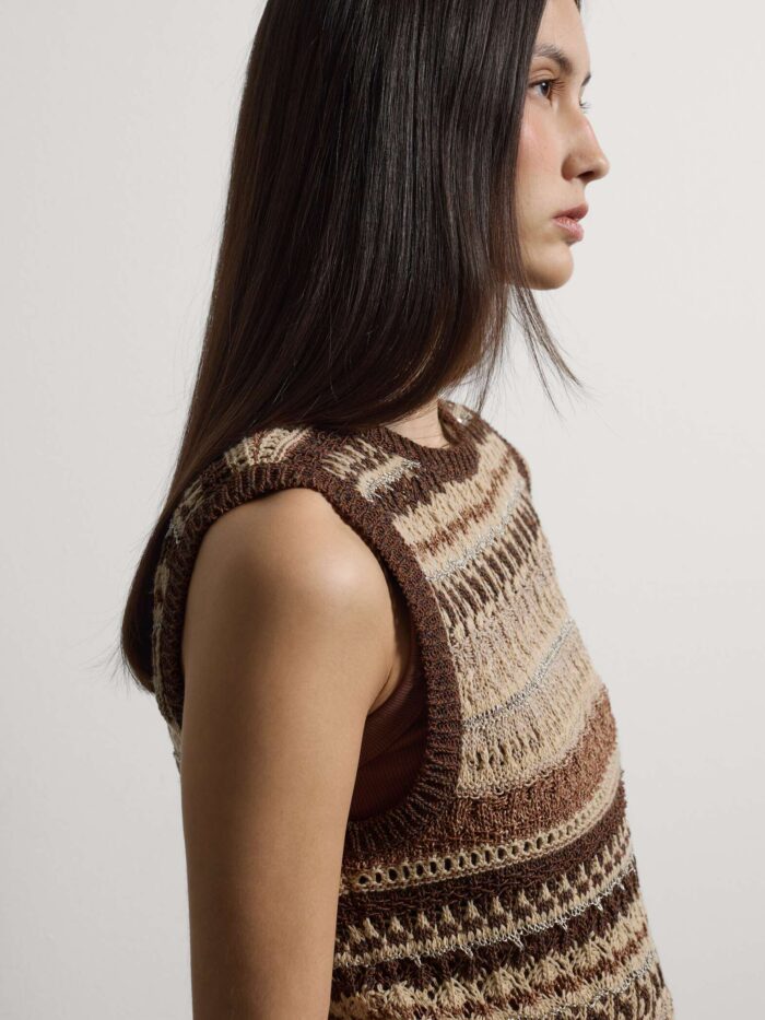 STEFANEL Regular fit striped cotton blend tank top Multicolor - Image 3