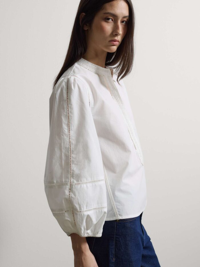 STEFANEL Regular fit pure cotton shirt with mandarin collar White - Image 2