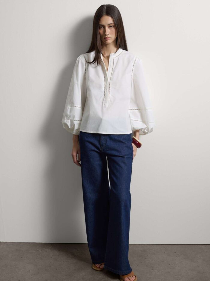 STEFANEL Regular fit pure cotton shirt with mandarin collar White - Image 3