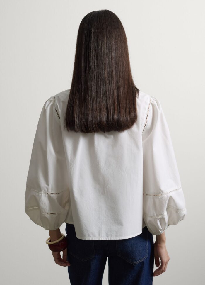 STEFANEL Regular fit pure cotton shirt with mandarin collar White - Image 4