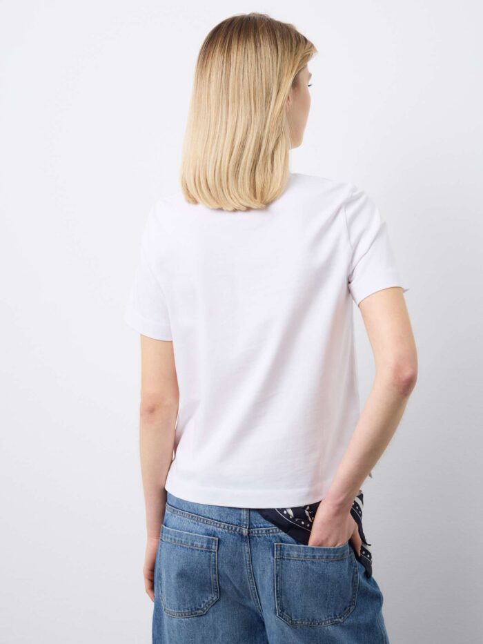 STEFANEL regular-fit pure cotton crew neck T-shirt with flowers White - Image 5