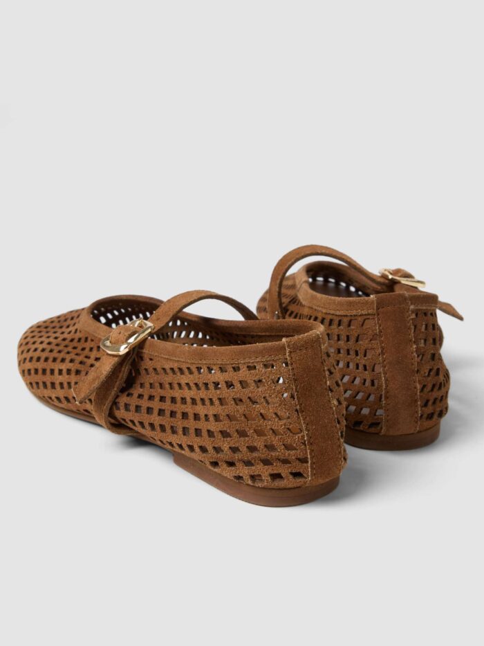 STEFANEL genuine leather ballerinas with mesh texture Brown - Image 3