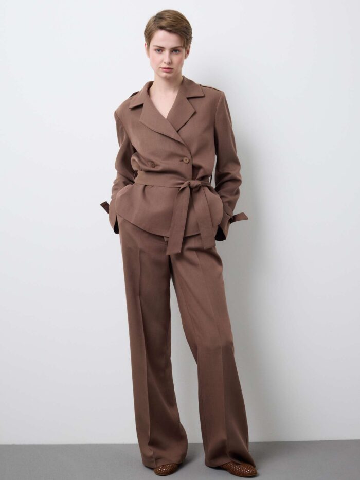 STEFANEL genuine leather ballerinas with mesh texture Brown - Image 4