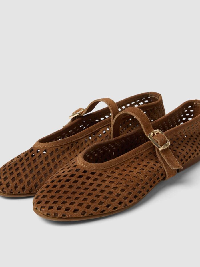 STEFANEL genuine leather ballerinas with mesh texture Brown - Image 2