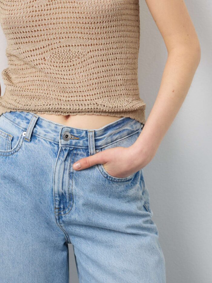 STEFANEL Regular-fit viscose blend tank top with mesh texture Beige - Image 2