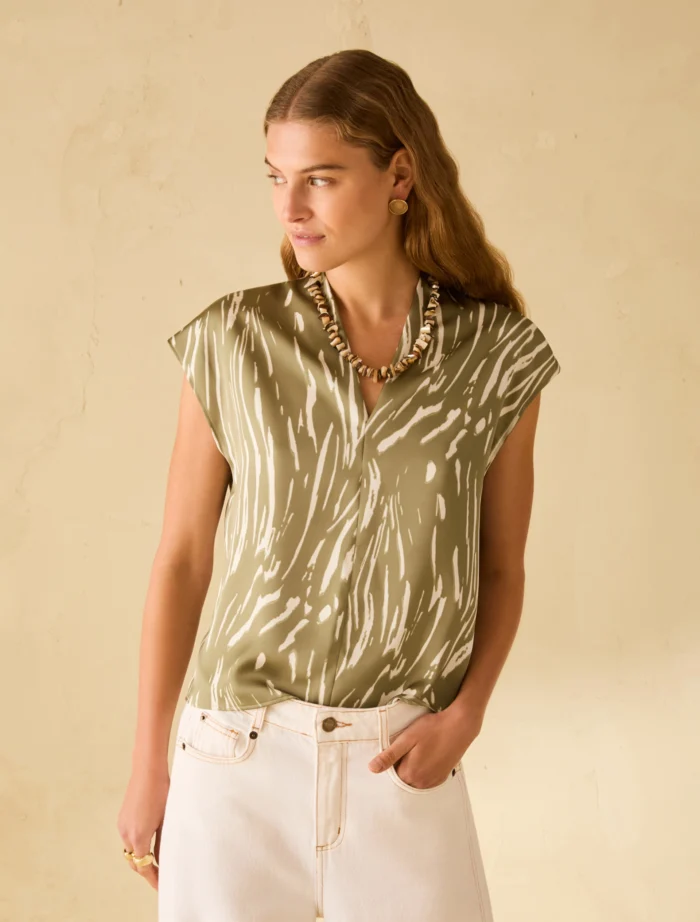 PENNY BLACK Double Satin Blouse Green - Image 2
