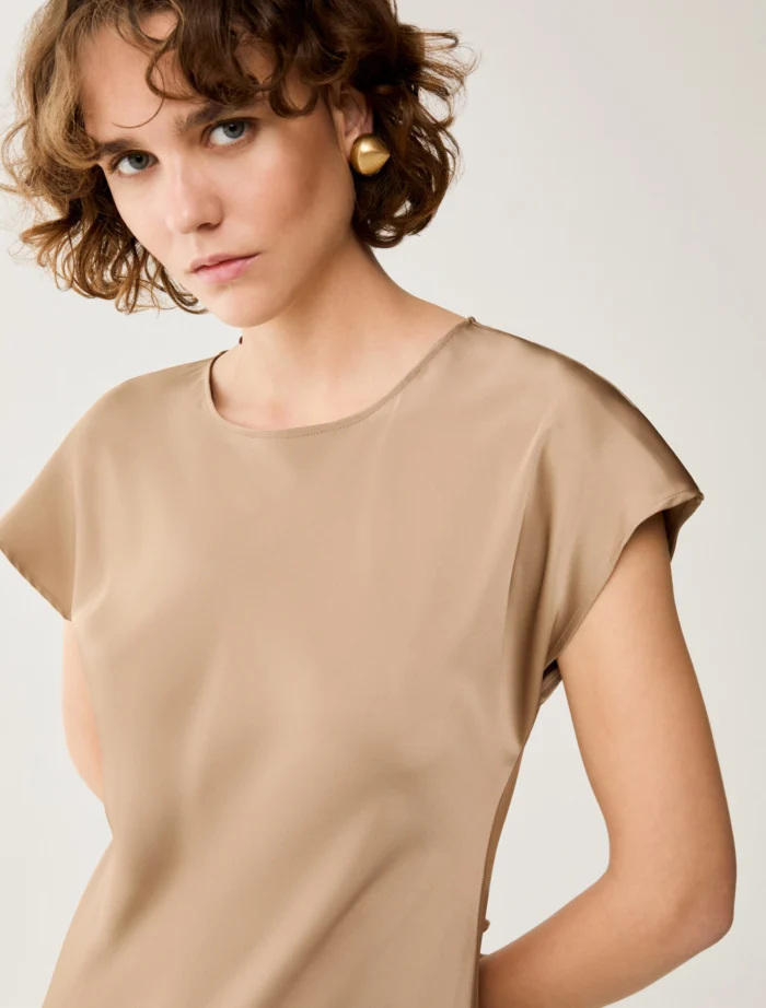 PENNY BLACK Double Satin Midi Dress Sand - Image 2