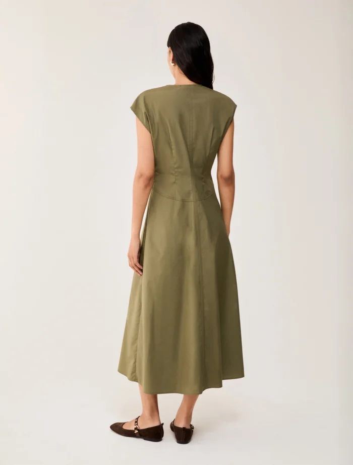 PENNY BLACK Poplin midi dress Khaki - Image 3