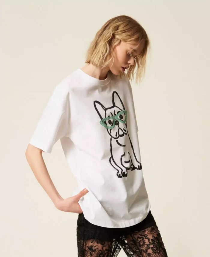 ACTITUDE MYFO oversize T-shirt with print and embroidery White - Image 3